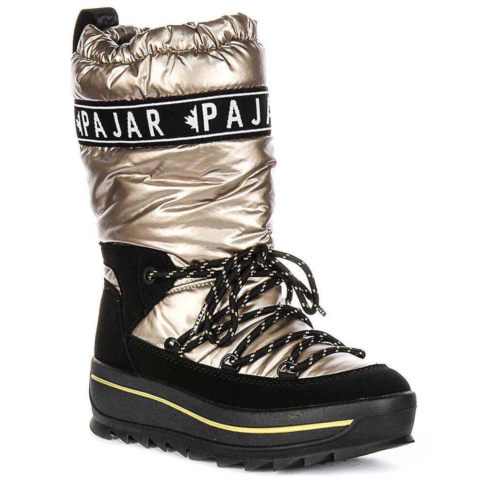 Pajar Women 9.5M Gold Stellare Galaxy High Boot Lined Waterproof Lace Up BR16-11